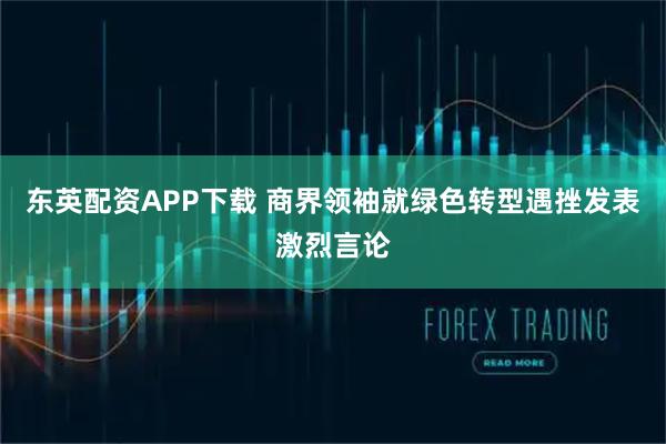 东英配资APP下载 商界领袖就绿色转型遇挫发表激烈言论
